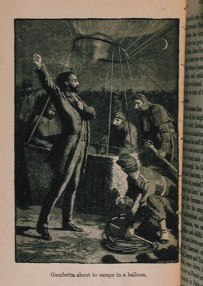 Gambetta about to escape in a Balloon, illustration from Little Arthur